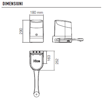 Kit automatizare cu brat articulat pentru porti batante de 2x2.4 m, Nice HOPPKIT MG - NICE.RO