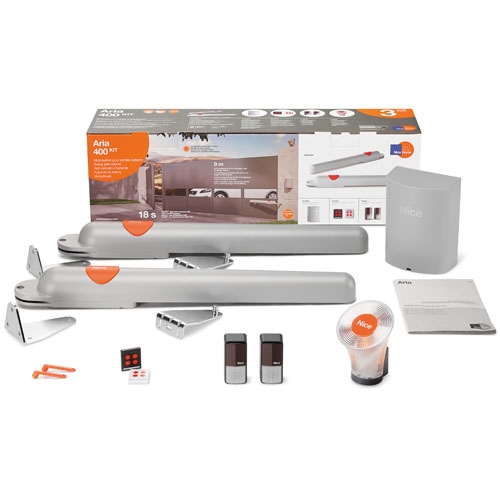 Kit automatizare porti batante Nice Home Aria 400 2 x 4.5m si maxim 450 Kg pe canat - mastergates.ro